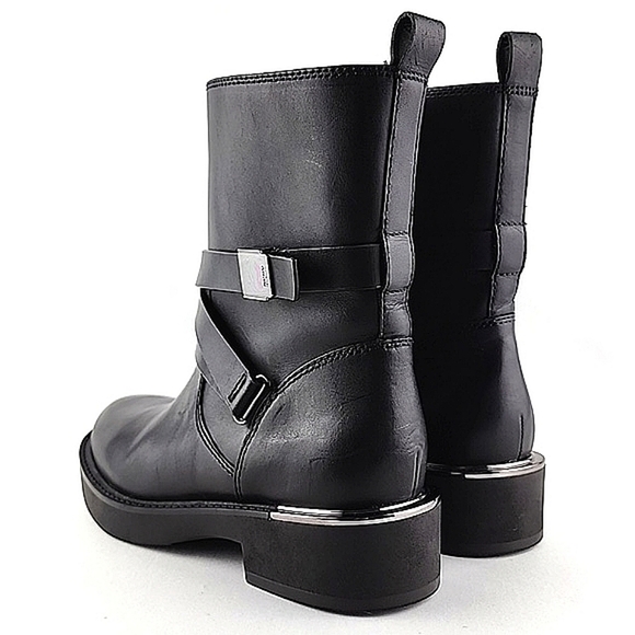 NWT DKNY Women's Taeta Black Leather Zip Moto Chunky Short Boots Size 8.5M - Picture 5 of 16